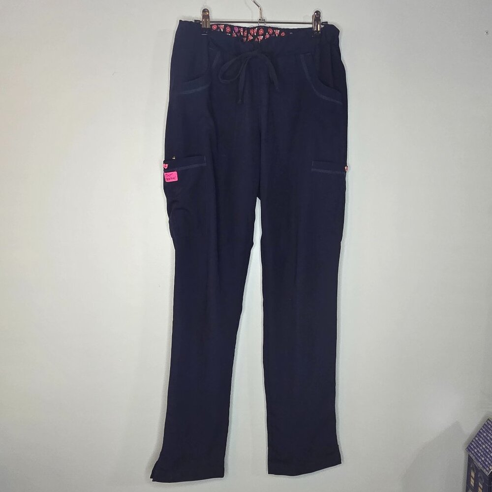 Betsey Johnson‎ Women's Slim Fit Scrub Pants in Navy, Size S